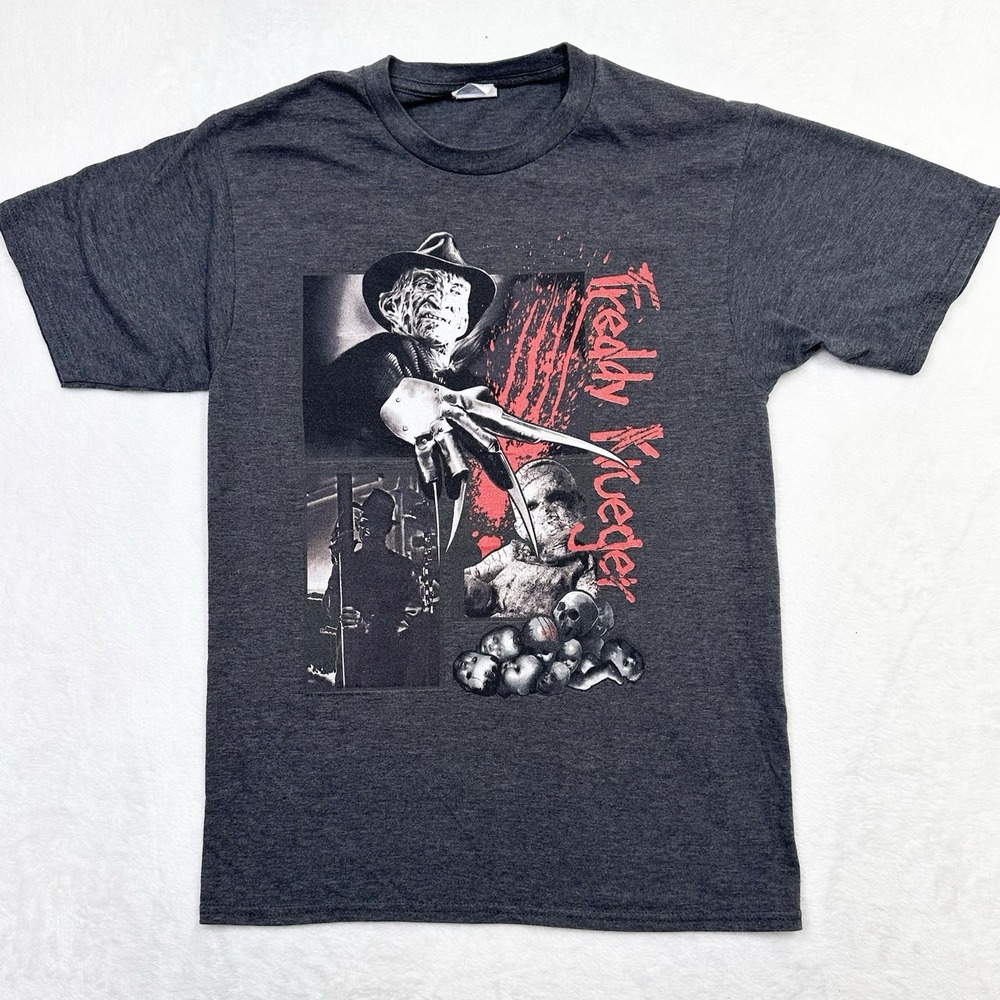 Freddy‎ Kruger Shirt Mens Small Charcoal Gray Nightmare on Elm Street Horror